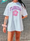 Camiseta Oversized Florida Rosa Treino Estilosa Algodão Moda