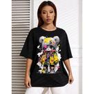 Camiseta oversized grande ombro caído tendência urso casaco Camiseta oversized grande ombro caído tendência urso casaco