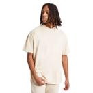 Camiseta Oversized Marfim Gola Alta em Algodão