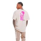 Camiseta Oversized Marfim Make Art Not War Rosa