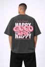 Camiseta Oversized Premium Algodão 20.1 220g Estonada Chumbo Estampa DTF HD Zero Encolhimento