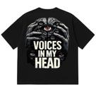 Camiseta Oversized Preta com Estampa Digital - Voices in My Head