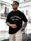 Camiseta Oversized Preto Com Estampa California Gola Redonda Grande Estampada Da Moda Unissex