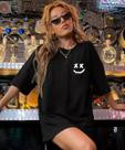 Camiseta Oversized Streetwear Unissex Estampada Feliz Camiseta Oversized Streetwear Unissex Estampada Feliz