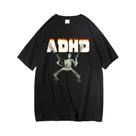 Camiseta Oversized Unissex Com Estampa De Esqueleto Meme ADHD, Clássica, Vintage, Humor, Horror, Camiseta Oversized Unissex Com Estampa De Esqueleto Meme ADHD, Clássica, Vintage, Humor, Horror,