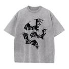 Camiseta Pairxily Oversize Bat Print vintage para homens