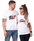 Camiseta para casal KMCOJIA Beast Beauty em algodão puro, pacote com 1 Camiseta para casal KMCOJIA Beast Beauty em algodão puro, pacote com 1