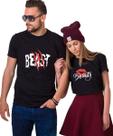 Camiseta para casal KMCOJIA Beast Beauty em algodão puro, pacote com 1 Camiseta para casal KMCOJIA Beast Beauty em algodão puro, pacote com 1