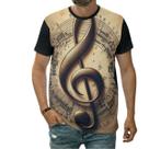 Camiseta Partituras Música Arte Vintage Nota Musical Som