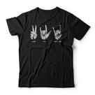 Camiseta Peace Love Rock Studio Geek Camiseta Peace Love Rock Studio Geek