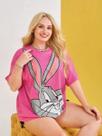 Camiseta Pernalonga Estampada Personagem Desenho Animado Looney Tunes Oversized Mango Curta Ombro Caido Aesthetic