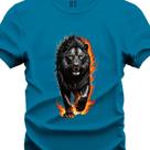 Camiseta Personalizada Leão Sobre Fogo Tecido Premium do P ao G3