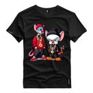 Camiseta Personalizada Pink e Cerebro Ratos Desenho -026 Camisa Estampada 100% Algodao Top