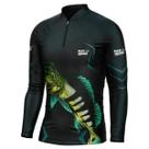 Camiseta Pesca Masculina Combat Mar Negro Fishing Tucunaré Azul UV50+
