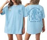 Camiseta Pinclodly Christian Oversized para mulheres azul claro
