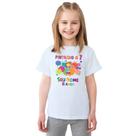 Camiseta Pintando o 7 Presente Menina Camisa Personalizada Blusa Infantil e Juvenil Algodão com Poliéster