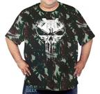 Camiseta Plus Size Camuflada Caveira Tradicional Camisa Geek Camiseta Plus Size Camuflada Caveira Tradicional Camisa Geek