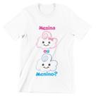 Camiseta Plus Size Chá Bebê Revelação Menino ou Menina Chuva de Amor Branca
