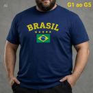 Camiseta Plus Size do Brasil Algodão Premium Torcedor Tamanho Grande G1 G2 G3 G4 G5