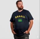 Camiseta Plus Size do Brasil Algodão Premium Torcedor Tamanho Grande G1 G2 G3 G4 G5