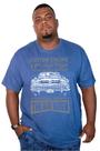 Camiseta Plus Size Estampada Casual HF - Outono - Azul, Cinza e Vermelho
