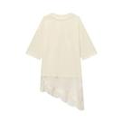 Camiseta Polo Assimétrica De Renda Para Mulheres, Casual, De Manga Curta, Estilo Solto, Top De Rua