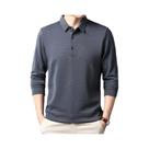 Camiseta polo casual masculina de manga comprida verão confortável top de algodão sólido