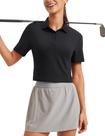 Camiseta Polo Cropped para Golfe CRZ YOGA Preta Secagem Rápida P