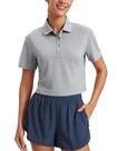 Camiseta Polo Cropped para Golfe CRZ YOGA Secagem Rápida Cinza Rhino M
