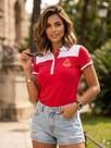 Camiseta Polo Feminina Aleatory com Brazão