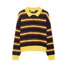 Camiseta Polo Listrada Casual Estilo Europeu-Americano Para Mulheres, Suéter Tricotado, Pullover
