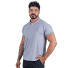 Camiseta Polo Masculina 100% Algodão Cinza Mescla