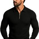 Camiseta Polo Masculina Canelada Manga Longa com Zíper