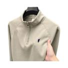 Camiseta Polo Masculina plus Size Com Zíper Frontal, Manga Longa E Logo Bordado De Pônei, Top De