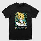 Camiseta preta algodão ou Drytec Dragon Ball Goku super Saiyan escrito rei macaco em japones Tamanho:G2Tecido:Dryt