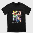 Camiseta preta algodão ou Drytec Dragon Ball Goku Vegeta Gohan e Picculo Escrito Dragon Ball em japones Tamanho:GG