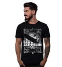 Camiseta Preta Banda Led Zeppelin Mothership Símbolos Bomber Rock Camiseta Preta Banda Led Zeppelin Mothership Símbolos Bomber Rock