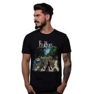 Camiseta Preta Banda The Beatles Abbey Road Paul Ringo John George Bomber Rock