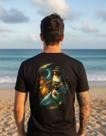 Camiseta Preta Desenho Animado Surf João Frango Estampa Dtf Camiseta Preta Desenho Animado Surf João Frango Estampa Dtf