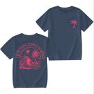 Camiseta QISSYILY Girls Palm Tree Hawaiian Beach de algodão azul marinho Camiseta QISSYILY Girls Palm Tree Hawaiian Beach de algodão azul marinho