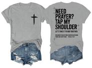 Camiseta Racsea Need Prayer Tap My Shoulder Bible Verse cinza Camiseta Racsea Need Prayer Tap My Shoulder Bible Verse cinza