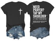 Camiseta Racsea Need Prayer Tap My Shoulder Bible Verse preta Camiseta Racsea Need Prayer Tap My Shoulder Bible Verse preta