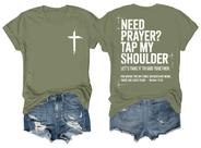 Camiseta Racsea Need Prayer Tap My Shoulder Bible Verse verde Camiseta Racsea Need Prayer Tap My Shoulder Bible Verse verde