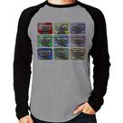 Camiseta Raglan 80's Cassette Tapes Manga Longa - Foca na Moda Camiseta Raglan 80's Cassette Tapes Manga Longa - Foca na Moda