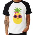 Camiseta Raglan Abacaxi Óculos e Laço - Foca na Moda