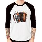 Camiseta Raglan Acordeon Sanfona Manga 3/4 - Foca na Moda