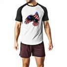 Camiseta Raglan Aguia penas bandeira EUA