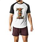 Camiseta Raglan Alfabeto Floral Letra I