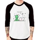 Camiseta Raglan Alien Hello World! Manga 3/4 - Foca na Moda Camiseta Raglan Alien Hello World! Manga 3/4 - Foca na Moda