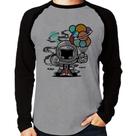 Camiseta Raglan Astronauta Chibi Manga Longa - Foca na Moda